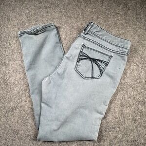 Rue21 Women's Mid Rise Skinny Jeans Size 14‎ Light Wash Embroidered Back Pockets